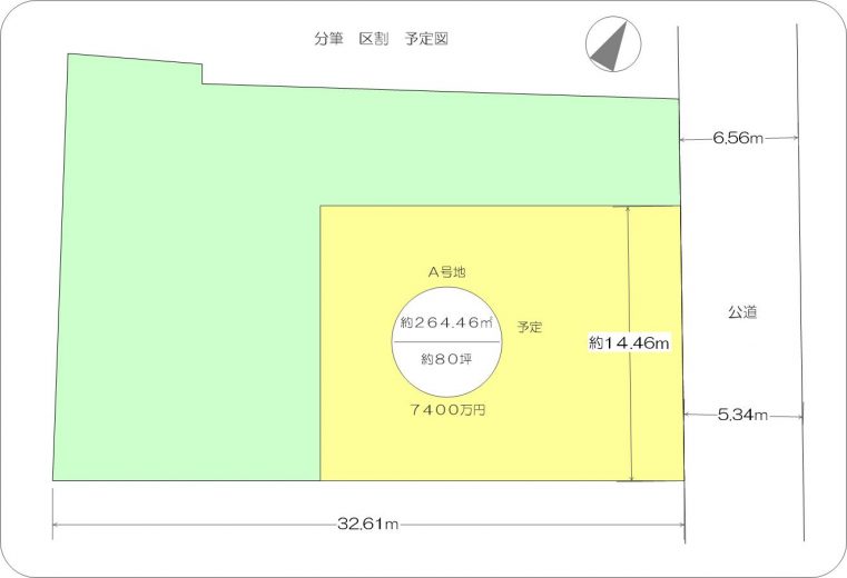 予定面積：約264.46㎡（約80坪）(間取)